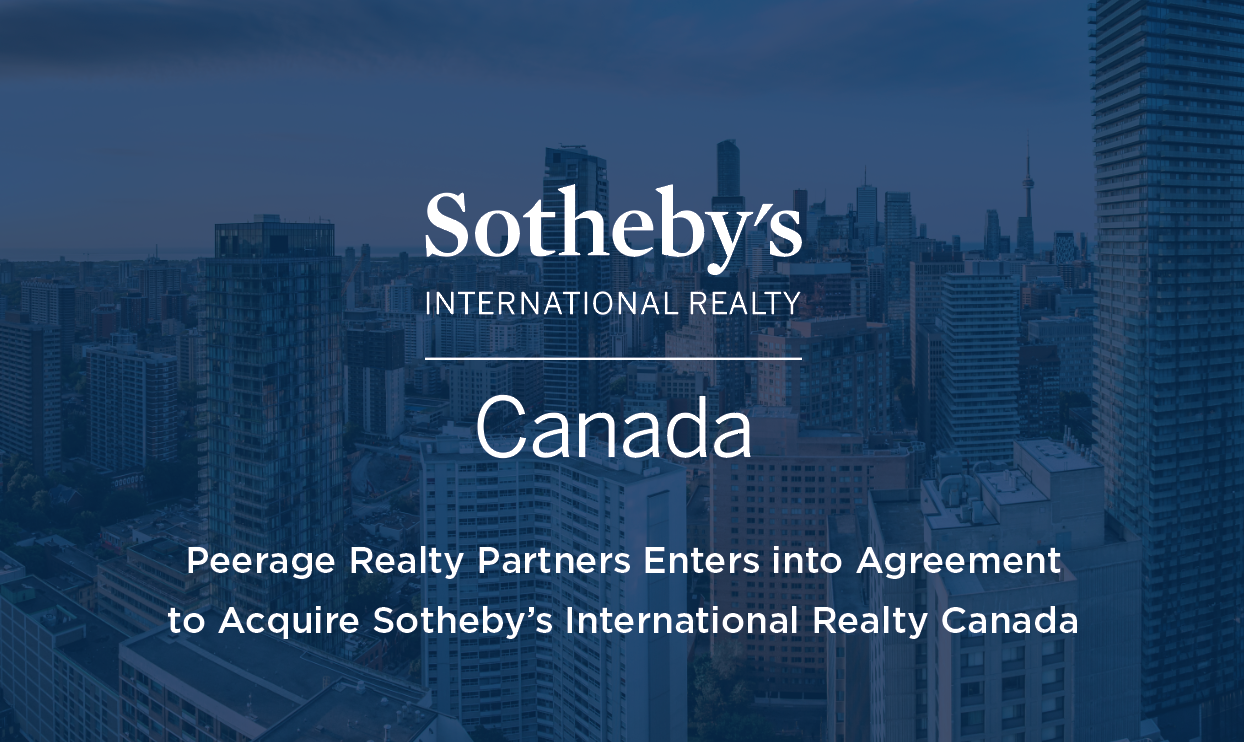 Peerage Realty Partners Enters into Agreement to Aquire Sotheby's International Realty Canada